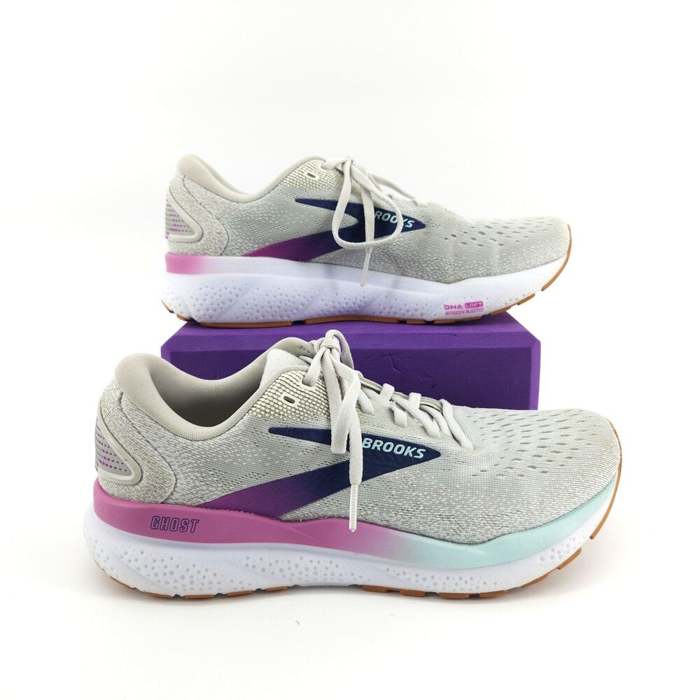 Brooks Ghost 16 Shoes Women's Size 8 Gray Running Sneakers 1204071B175